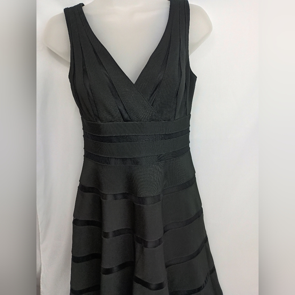 White House Black Market Black Fit and Flare Midi Cocktail Dress (#1,304)